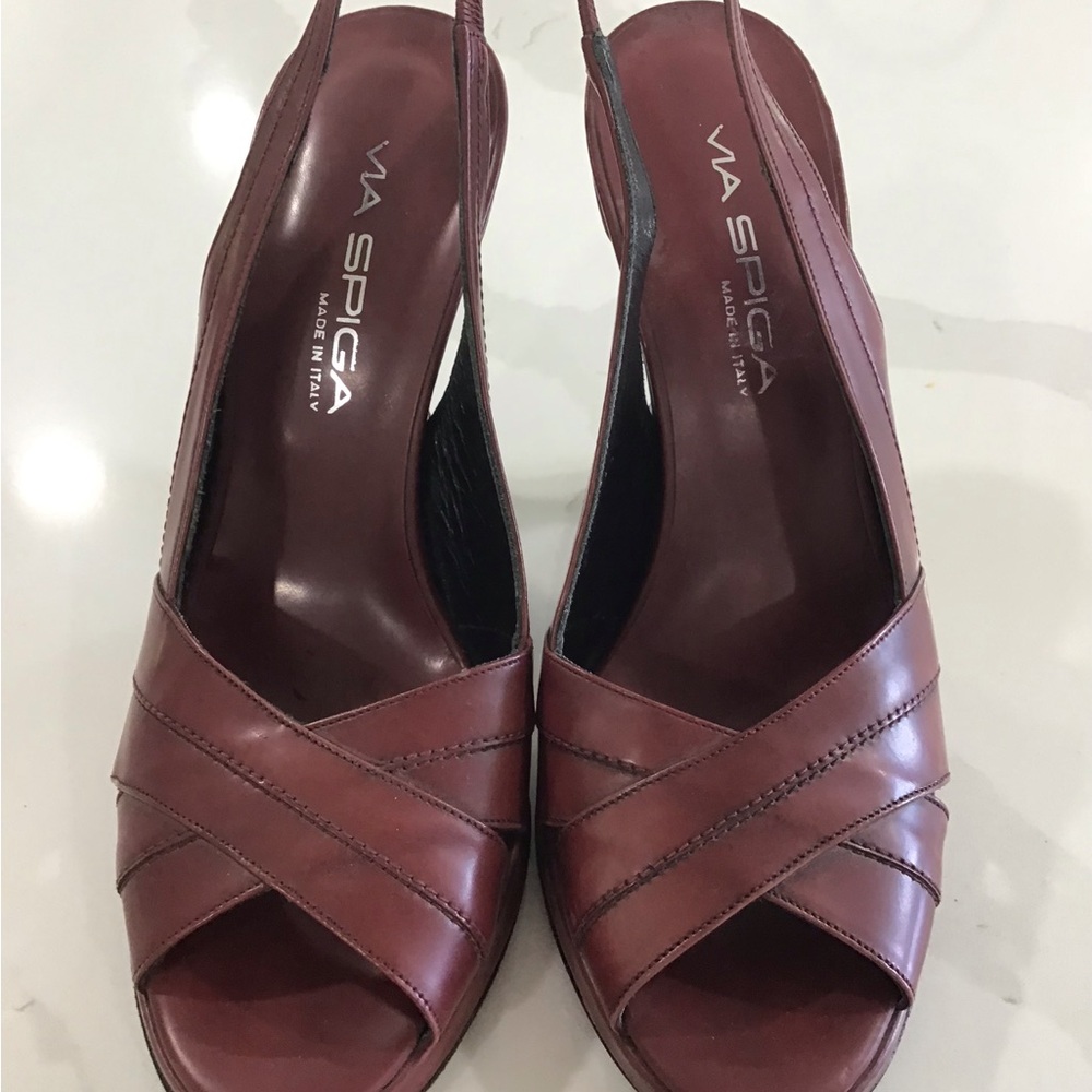 Via Spiga Burgundy Stitched Slingback sz. 6.5 - Picture 2 of 6